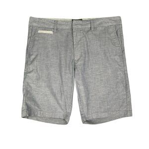 Linksoul Shorts Men 34 Slate Grey Stretch Cotton Chambray Flat Front Chino Golf